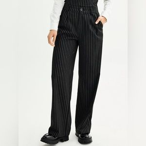 SO pinstripe high waist elastic back pleated wide leg trousers